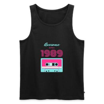 Genial seit 1989 / Vintage-Jubiläum 1989 - Männer Premium Bio Tank Top - Schwarz - Vorne - AI Model Male 178 light (178cm)