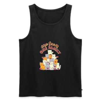 équipe famille chat café travail collègues fête - Débardeur bio Premium Homme - noir - Devant - AI Model Male 178 light (178cm)