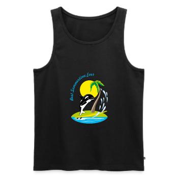 Baleine orque de dessin animé souriante sur une planche de surf - Débardeur bio Premium Homme - noir - Devant - Michal (187cm)