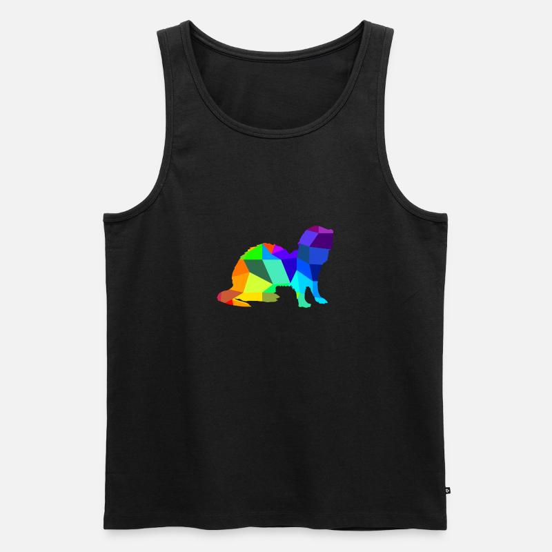 Frettchen Regenbogen Tiere Polygon - Männer Premium Bio Tank Top - Schwarz