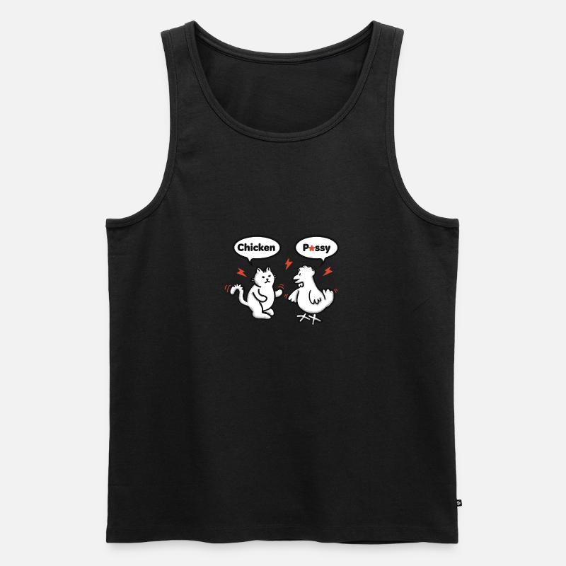 Kätzchen vs. Huhn - Männer Premium Bio Tank Top - Schwarz