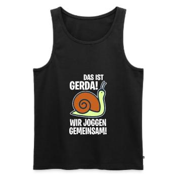 Das ist Gerda Wir joggen gemeinsam, Laufen, Rennen - Männer Premium Bio Tank Top - Schwarz - Vorne - Michal (187cm)