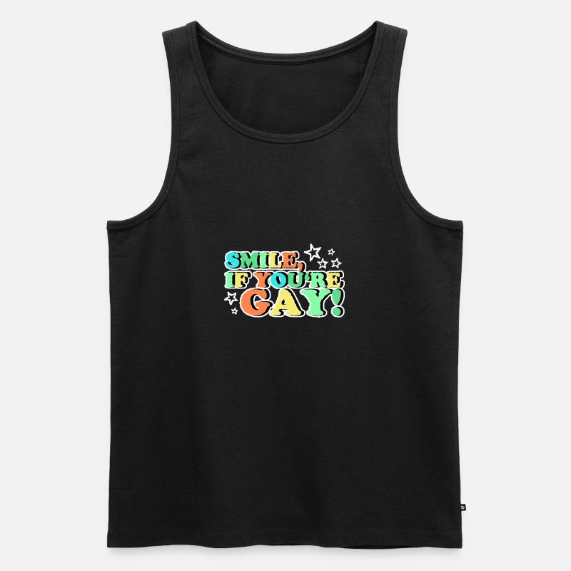 LÄCHLE WENN DU SCHWUL BIST - Männer Premium Bio Tank Top - Schwarz