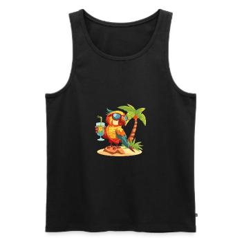Palmier d’été de l’île de Papagai - Débardeur bio Premium Homme - noir - Devant - Michal (187cm)