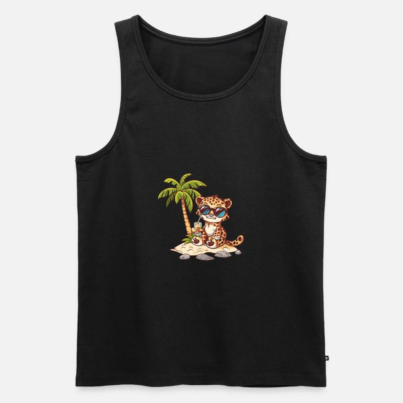 Leopard Sommer Strand Comic - Männer Premium Bio Tank Top - undefined
