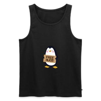 Free Hugs Penguin - Men's Premium Organic Tank Top - black - Front - AI Model Male 178 light (178cm)