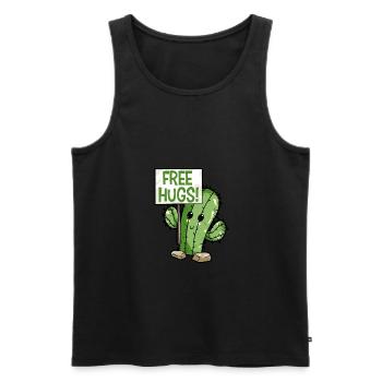 Cactus Free Hugs - Men's Premium Organic Tank Top - black - Front - AI Model Male 178 light (178cm)