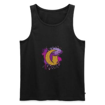 Eule auf Mondsichel | Melancholie | Mystik - Männer Premium Bio Tank Top - Schwarz - Vorne - AI Model Male 178 light (178cm)