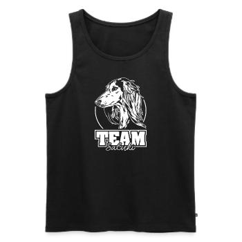 TEAM SALUKI Chiens Chien Sport Lévrier Wilsigns - Débardeur bio Premium Homme - noir - Devant - AI Model Male 178 light (178cm)