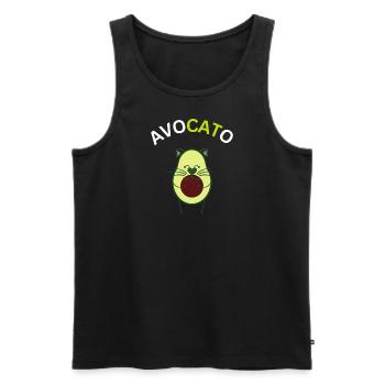 AVOCATO Avocado Cat Katze - Männer Premium Bio Tank Top - Schwarz - Vorne - Michal (187cm)