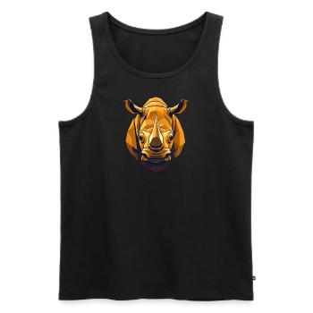 Polygonaler Nashornkopf in Gold - Männer Premium Bio Tank Top - Schwarz - Vorne - AI Model Male 178 light (178cm)