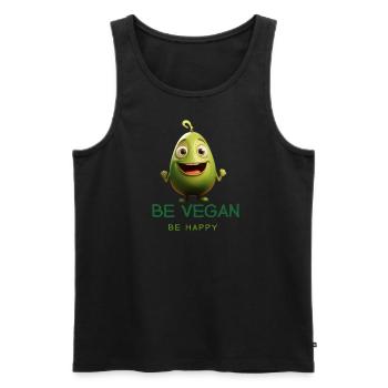 BE VEGAN- BE HAPPY - Männer Premium Bio Tank Top - Schwarz - Vorne - Michal (187cm)