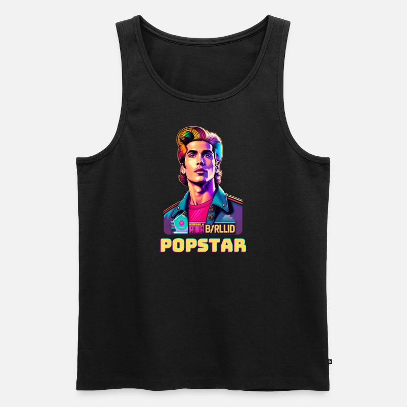 Retro Popstar - Männer Premium Bio Tank Top - Schwarz
