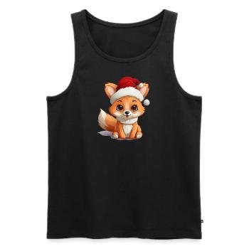 Weihnachtspfote: Niedlicher Fuchs mit Mütze 2 - Männer Premium Bio Tank Top - Schwarz - Vorne - AI Model Male 178 light (178cm)