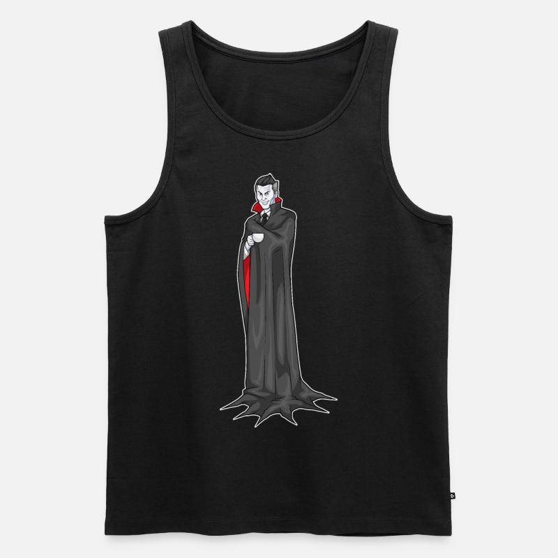 Vampir Halloween Kaffee - Männer Premium Bio Tank Top - Schwarz