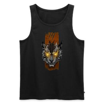 Radiant Wrath: Glowing-Eyed Furious Tiger - Men's Premium Organic Tank Top - black - Front - AI Model Male 178 light (178cm)