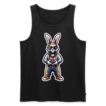 Cooler Gamer Hase Mit Sonnenbrille - Männer Premium Bio Tank Top - Schwarz - Vorne - Michal (187cm)