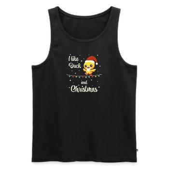 Christmas duck on a string of lights - Men's Premium Organic Tank Top - black - Front - AI Model Male 178 light (178cm)
