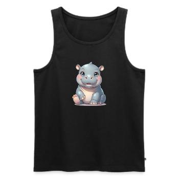 Bébé hippopotame - Débardeur bio Premium Homme - noir - Devant - AI Model Male 178 light (178cm)