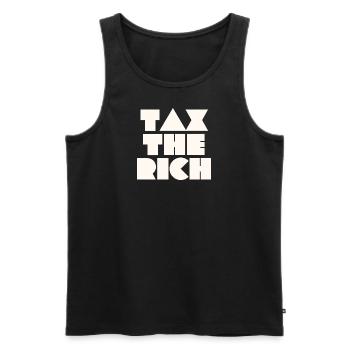 TAX THE RICH - Männer Premium Bio Tank Top - Schwarz - Vorne - AI Model Male 178 light (178cm)