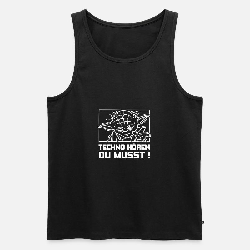 TECHNO HÖREN DU MUSST ! + - Männer Premium Bio Tank Top - Schwarz