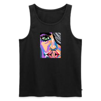 Pixel Face Art - Men's Premium Organic Tank Top - black - Front - AI Model Male 178 light (178cm)