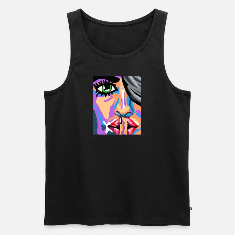 Pixel Gesicht Kunst - Männer Premium Bio Tank Top - Schwarz