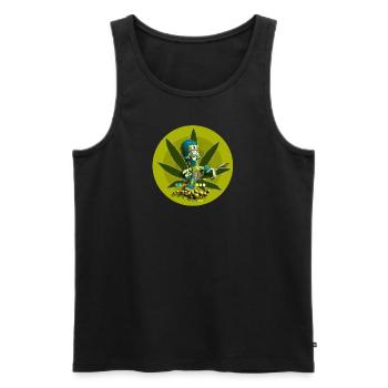 Ganja Smoker - Men's Premium Organic Tank Top - black - Front - Michal (187cm)