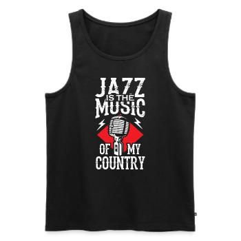 Le jazz est la musique de mon pays - Débardeur bio Premium Homme - noir - Devant - Michal (187cm)