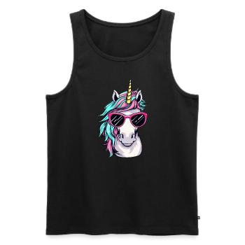 Cooles Einhorn-Portrait mit Sonnenbrille - Männer Premium Bio Tank Top - Schwarz - Vorne - Michal (187cm)