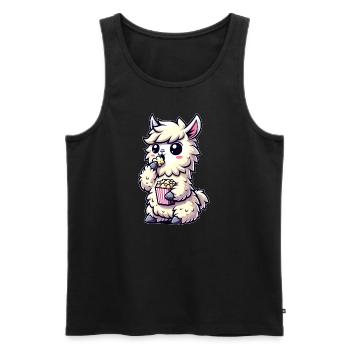 Lama mit Popcorn, Kino Karneval - Männer Premium Bio Tank Top - Schwarz - Vorne - Michal (187cm)