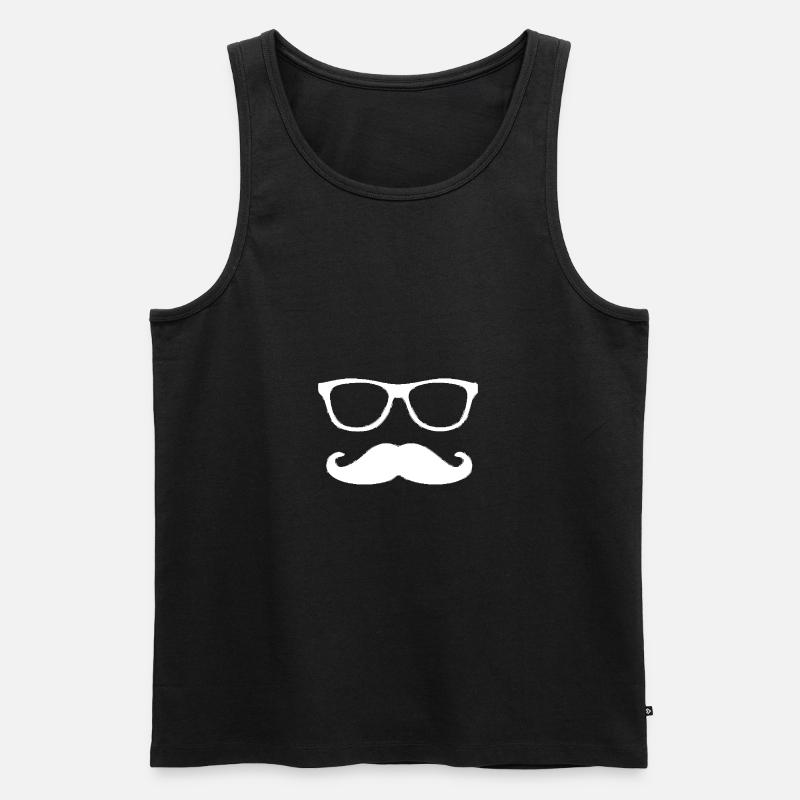 Brille und Bart - Männer Premium Bio Tank Top - Schwarz
