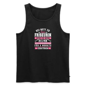 Sei nett zu Deiner Friseurin - Männer Premium Bio Tank Top - Schwarz - Vorne - AI Model Male 178 light (178cm)