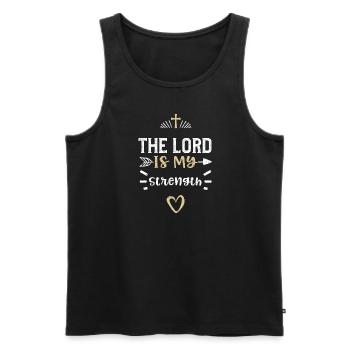 Le Seigneur est ma force - Jésus - Débardeur bio Premium Homme - noir - Devant - Michal (187cm)