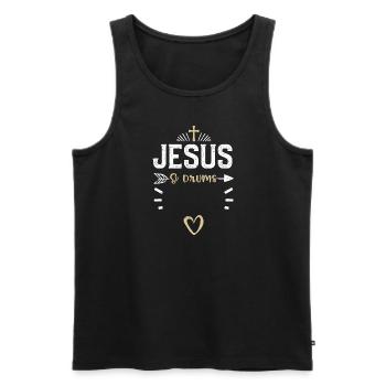 Jésus et les tambours - Jésus - Débardeur bio Premium Homme - noir - Devant - AI Model Male 178 light (178cm)