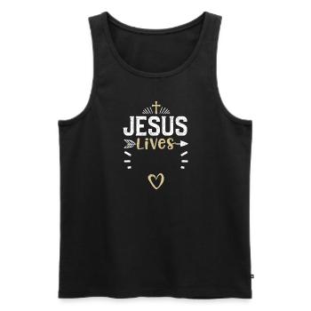 Jésus vit - Jésus - Débardeur bio Premium Homme - noir - Devant - AI Model Male 178 light (178cm)