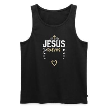 Jesus Raves - Jesus - Männer Premium Bio Tank Top - Schwarz - Vorne - Michal (187cm)