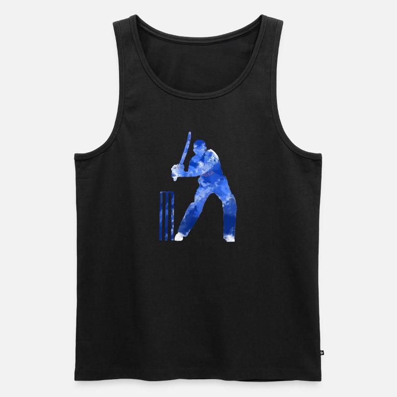 CRICKET BATSMAN - Männer Premium Bio Tank Top - Schwarz