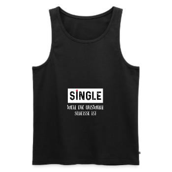 Singel ,Weil die Auswahl scheisse ist - Männer Premium Bio Tank Top - Schwarz - Vorne - AI Model Male 178 light (178cm)