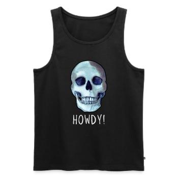Skull HOWDY! funny dark humor - Men's Premium Organic Tank Top - black - Front - AI Model Male 178 light (178cm)