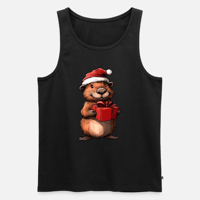 Weihnachten Biber - Männer Premium Bio Tank Top - Schwarz