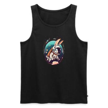 Lapin dans l’espace - Débardeur bio Premium Homme - noir - Devant - AI Model Male 178 light (178cm)
