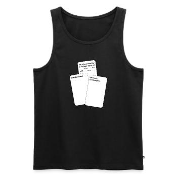 Drôles de cartes contre l’humanité - Débardeur bio Premium Homme - noir - Devant - AI Model Male 178 light (178cm)