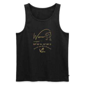Wismar-Möwe-Anker-Ostsee-Koordinaten-Hansestadt - Männer Premium Bio Tank Top - Schwarz - Vorne - Michal (187cm)