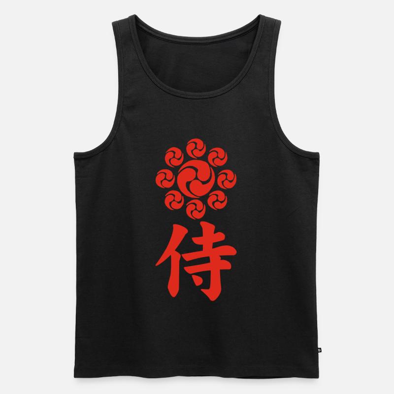 Samurai-Emblem des Uesugi-Clans (rot) - Männer Premium Bio Tank Top - Schwarz