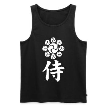 Emblème samouraï du clan Uesugi (blanc) - Débardeur bio Premium Homme - noir - Devant - Michal (187cm)