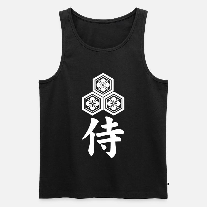 Samurai-Emblem des weißen Asai-Clans - Männer Premium Bio Tank Top - Schwarz