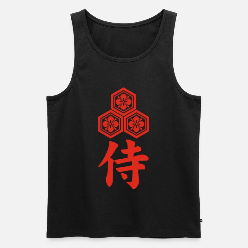 Samurai-Emblem des Asai-Clans (rot) - Männer Premium Bio Tank Top - Schwarz