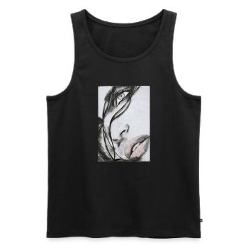 Schöne Frau Portrait – Realistische Skizze - Männer Premium Bio Tank Top - Schwarz - Vorne - Michal (187cm)
