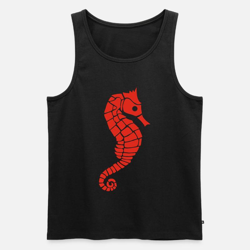 Rotes Seepferdchen - Männer Premium Bio Tank Top - Schwarz